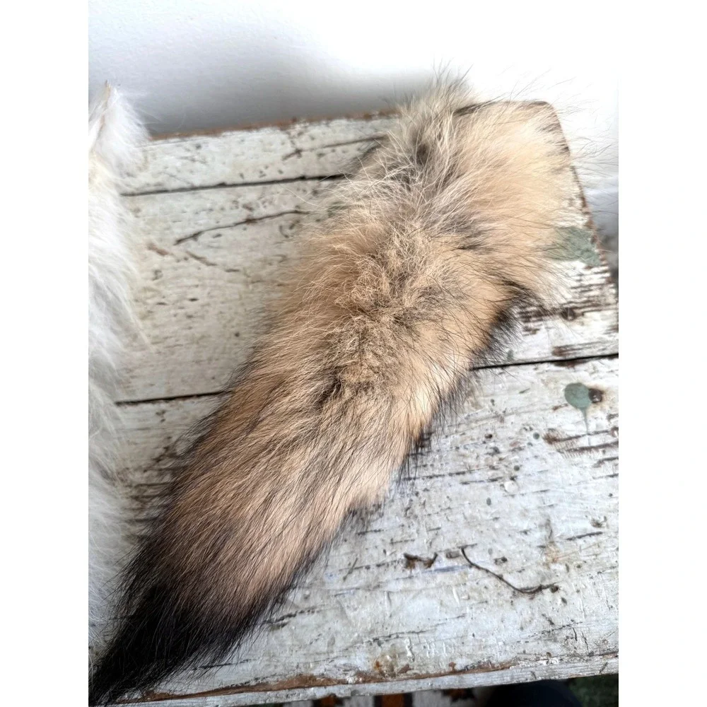 Kids Paw Mittens and Real Fur Tail Set Tan‎ Brown White Cosplay Costume Furries